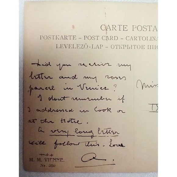 Vienna Austria  Ferrovia Post Card Victorian Woman Romantic Written Message FIRM - Picture 3 of 4